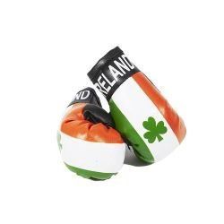 IRELAND WITH SHAMROCK COUNTRY FLAG MINI BOXING GLOVERS .. HIGH QUALITY .. NEW AND IN A PACKAGE