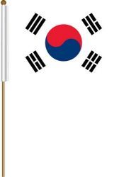 KOREA SOUTH LARGE 12" X 18" INCHES COUNTRY STICK FLAG ON 2 FOOT WOODEN STICK .. NEW AND IN A PACKAGE.