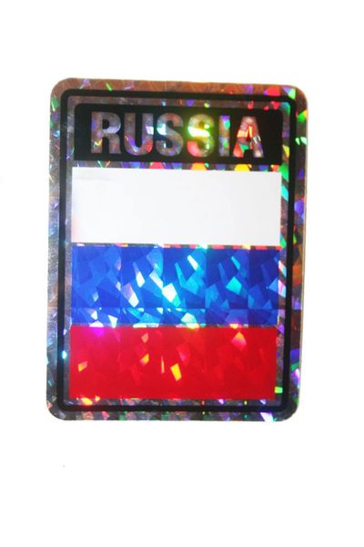RUSSIA SQUARE COUNTRY FLAG METALLIC BUMPER STICKER DECAL .. 4" X 3" INCHES .. HIGH QUALITY ..NEW AND IN A PACKAGE