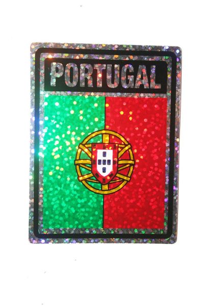 PORTUGAL SQUARE COUNTRY FLAG METALLIC BUMPER STICKER DECAL .. 4" X 3" INCHES .. HIGH QUALITY ..NEW AND IN A PACKAGE