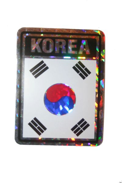 SOUTH KOREA SQUARE COUNTRY FLAG METALLIC BUMPER STICKER DECAL .. 4" X 3" INCHES .. HIGH QUALITY ..NEW AND IN A PACKAGE