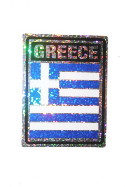 GREECE SQUARE COUNTRY FLAG METALLIC BUMPER STICKER DECAL .. 4" X 3" INCHES .. HIGH QUALITY ..NEW AND IN A PACKAGE