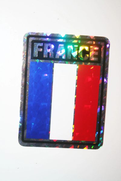 FRANCE SQUARE COUNTRY FLAG METALLIC BUMPER STICKER DECAL .. 4" X 3" INCHES .. HIGH QUALITY ..NEW AND IN A PACKAGE