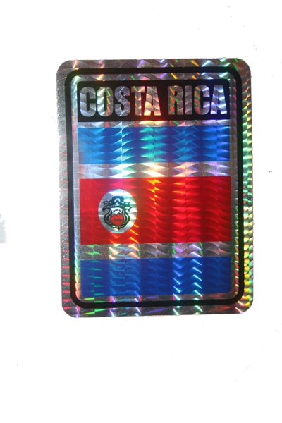 COSTA RICA SQUARE COUNTRY FLAG METALLIC BUMPER STICKER DECAL .. 4" X 3" INCHES .. HIGH QUALITY ..NEW AND IN A PACKAGE