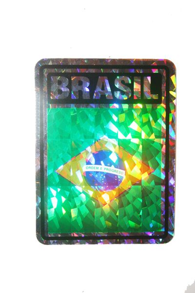 BRASIL SQUARE COUNTRY FLAG METALLIC BUMPER STICKER DECAL .. 4" X 3" INCHES .. HIGH QUALITY ..NEW AND IN A PACKAGE