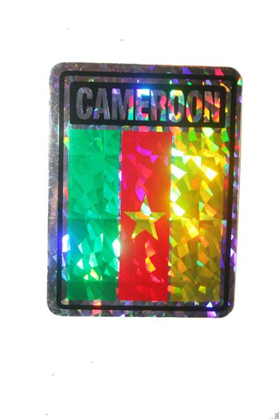 CAMEROON SQUARE COUNTRY FLAG METALLIC BUMPER STICKER DECAL .. 4" X 3" INCHES .. HIGH QUALITY ..NEW AND IN A PACKAGE