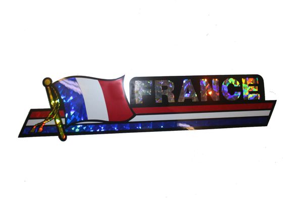 FRANCE LONG COUNTRY FLAG METALLIC BUMPER STICKER DECAL .. 11 3/4" X 3" INCHES .. HIGH QUALITY ..NEW AND IN A PACKAGE