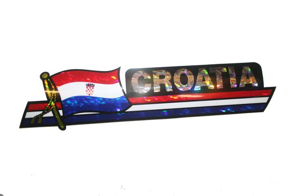 CROATIA LONG COUNTRY FLAG METALLIC BUMPER STICKER DECAL .. 11 3/4" X 3" INCHES .. HIGH QUALITY ..NEW AND IN A PACKAGE