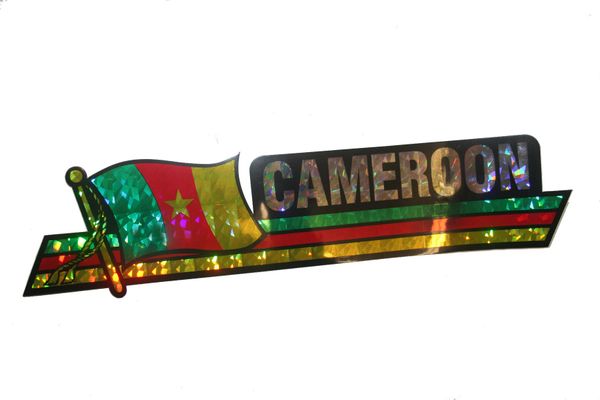 CAMEROON LONG COUNTRY FLAG METALLIC BUMPER STICKER DECAL .. 11 3/4" X 3" INCHES .. HIGH QUALITY ..NEW AND IN A PACKAGE