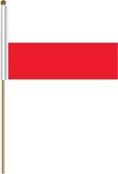 POLAND LARGE 12" X 18" INCHES COUNTRY STICK FLAG ON 2 FOOT WOODEN STICK .. NEW AND IN A PACKAGE.