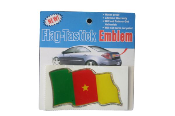CAMEROON COUNTRY FLAG WAVY BUMPER DECAL STICKER EMBLEM .. 3 1/2" X 2" INCHES .. HIGH QUALITY ..NEW AND IN A PACKAGE