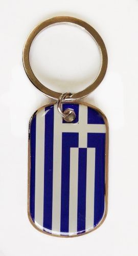 GREECE COUNTRY FLAG METAL KEYCHAIN .. NEW AND IN A PACKAGE