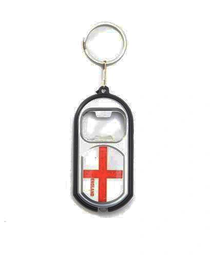 ENGLAND COUNTRY FLAG LED LIGHT & BOTTLE OPENER METAL KEYCHAIN .. NEW AND IN A PACKAGE