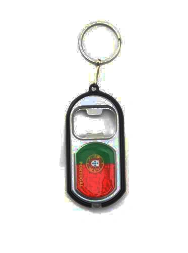 PORTUGAL COUNTRY FLAG LED LIGHT & BOTTLE OPENER METAL KEYCHAIN .. NEW AND IN A PACKAGE