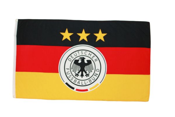 GERMANY 3 STARS - DEUTSCHER FUSSBALL - BUND LOGO FIFA WORLD CUP COUNTRY HEAVY DUTY FLAG WITH SLEEVE WITHOUT STICK ..12" X 18" INCHES .. NEW AND IN A PACKAGE