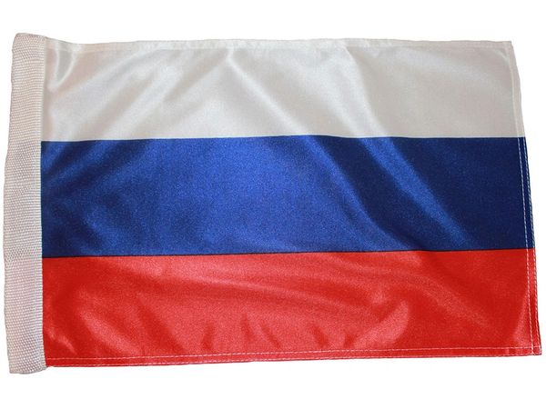 RUSSIA COUNTRY HEAVY DUTY FLAG WITH SLEEVE WITHOUT STICK .. 12" X 18" INCHES .. NEW AND IN A PACKAGE