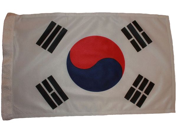 SOUTH KOREA COUNTRY HEAVY DUTY FLAG WITH SLEEVE WITHOUT STICK .. 12" X 18" INCHES .. NEW AND IN A PACKAGE