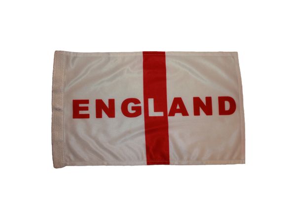 ENGLAND WITH TITLE COUNTRY HEAVY DUTY FLAG WITH SLEEVE WITHOUT STICK .. 12" X 18" INCHES .. NEW AND IN A PACKAGE