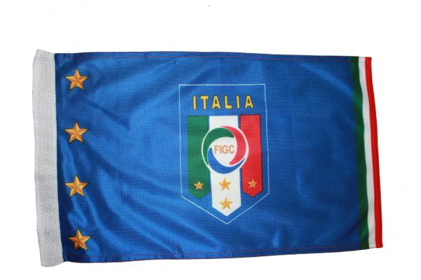 ITALIA ITALY 4 STARS FIGC LOGO FIFA WORLD CUP HEAVY DUTY FLAG WITH SLEEVE WITHOUT STICK ..12" X 18" INCHES .. NEW AND IN A PACKAGE