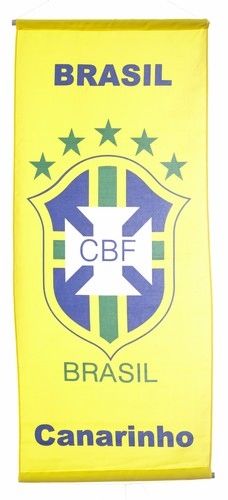 BRASIL "CANARINHO" , 5 STARS 46" X 20" INCHES CBF LOGO FIFA SOCCER WORLD CUP FLAG BANNER .. NEW AND IN A PACKAGE