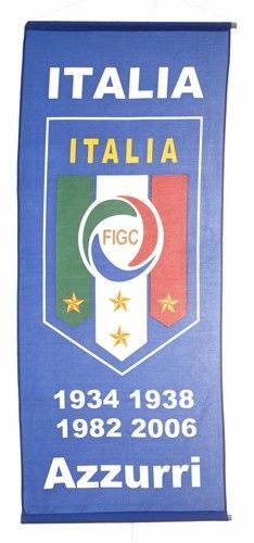 ITALIA ITALY "AZZURRI" BLUE 46" X 20" INCHES FIGC LOGO FIFA SOCCER WORLD CUP FLAG BANNER .. NEW AND IN A PACKAGE