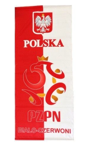 POLSKA POLAND PZRN BIALO - CZEWONI LOGO 46" X 20" INCHES FIFA SOCCER WORLD CUP FLAG BANNER .. NEW AND IN A PACKAGE