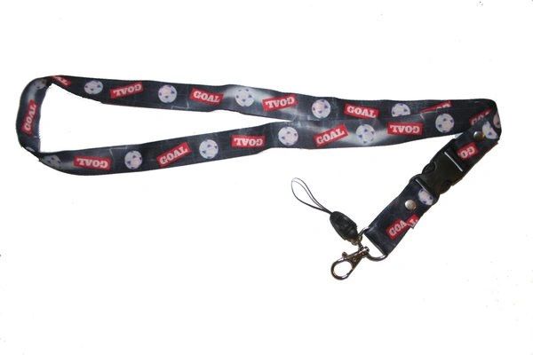 "GOAL" BLACK BACKGROUND FIFA SOCCER WORLD CUP LANYARD KEYCHAIN PASSHOLDER NECKSTRAP .. CLASP AT THE END .. 24" INCHES LONG .. HIGH QUALITY .. NEW AND IN A PACKAGE