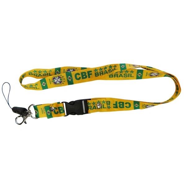 BRASIL YELLOW 5 STARS CBF LOGO FIFA SOCCER WORLD CUP LANYARD KEYCHAIN PASSHOLDER NECKSTRAP .. CLASP AT THE END .. 24" INCHES LONG .. HIGH QUALITY .. NEW AND IN A PACKAGE