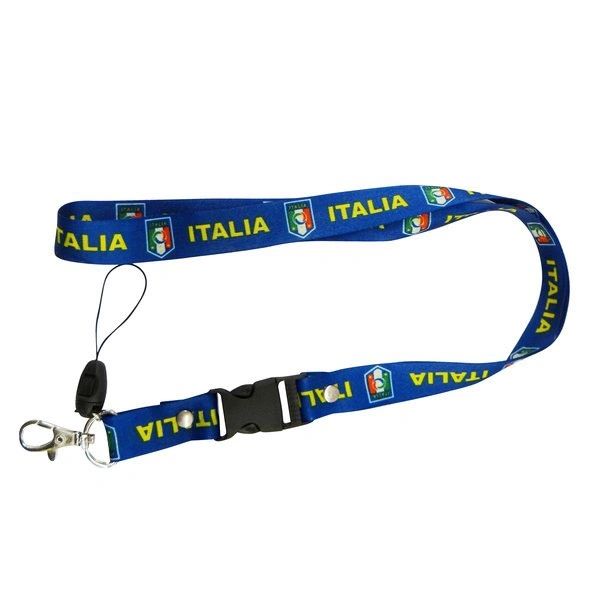 ITALIA BLUE BACKGROUND FIGC LOGO FIFA SOCCER WORLD CUP LANYARD KEYCHAIN PASSHOLDER NECKSTRAP .. CLASP AT THE END .. 24" INCHES LONG .. HIGH QUALITY .. NEW AND IN A PACKAGE