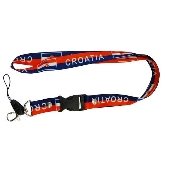 CROATIA COUNTRY FLAG LANYARD KEYCHAIN PASSHOLDER NECKSTRAP .. CLASP AT THE END .. 24" INCHES LONG .. HIGH QUALITY .. NEW AND IN A PACKAGE