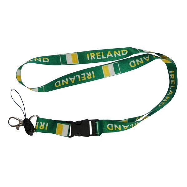 IRELAND COUNTRY FLAG LANYARD KEYCHAIN PASSHOLDER NECKSTRAP .. CLASP AT THE END .. 24" INCHES LONG .. HIGH QUALITY .. NEW AND IN A PACKAGE
