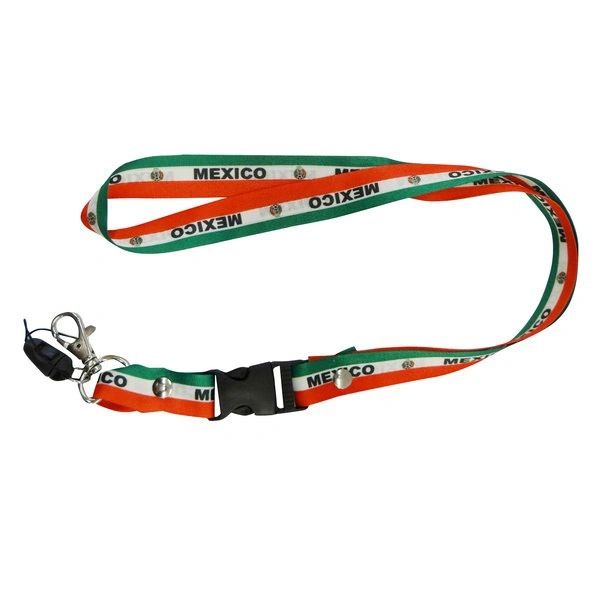 MEXICO COUNTRY FLAG LANYARD KEYCHAIN PASSHOLDER NECKSTRAP .. CLASP AT THE END .. 24" INCHES LONG .. HIGH QUALITY .. NEW AND IN A PACKAGE
