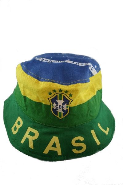 BRASIL 5 STARS CBF LOGO FIFA SOCCER WORLD CUP BUCKET HAT CAP .. NEW