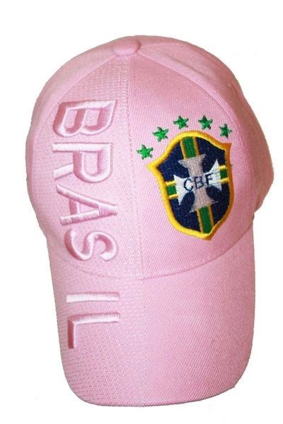 BRASIL PINK 5 STARS CBF LOGO FIFA SOCCER WORLD CUP EMBOSSED HAT CAP FOR LADIES .. NEW