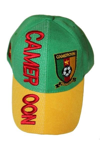 CAMEROON YELLOW GREEN COUNTRY FLAG FIFA SOCCER WORLD CUP EMBOSSED HAT CAP .. NEW