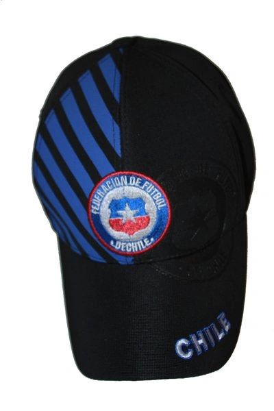 CHILE BLACK WITH BLUE STRIPES FIFA SOCCER WORLD CUP EMBOSSED HAT CAP .. NEW