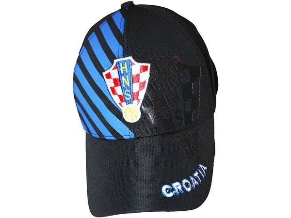 CROATIA BLACK WITH BLUE STRIPES HNS LOGO FIFA SOCCER WORLD CUP EMBOSSED HAT CAP .. NEW