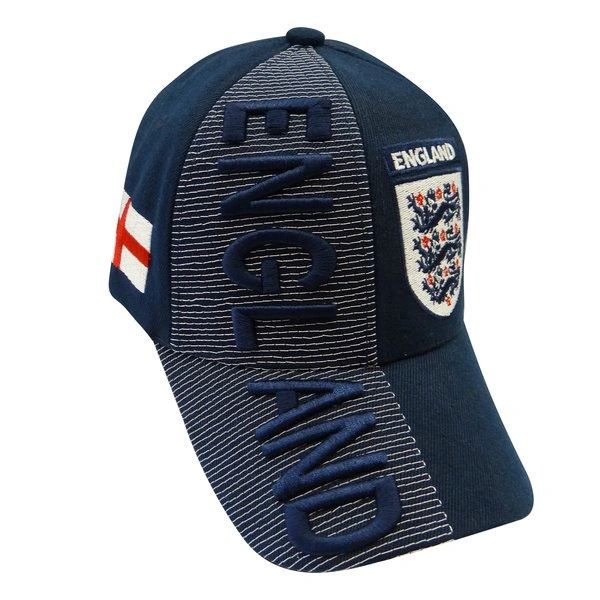ENGLAND 3 LIONS COUNTRY FLAG BLUE FIFA SOCCER WORLD CUP EMBOSSED HAT CAP.. NEW