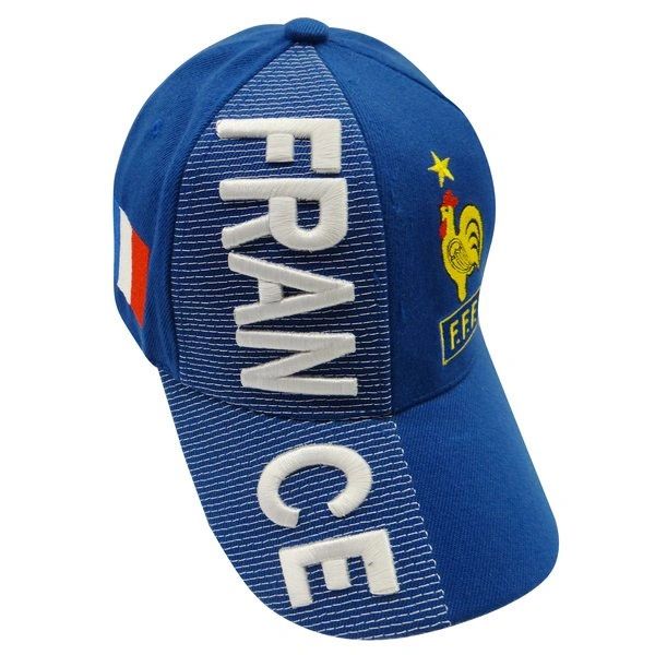 FRANCE BLUE COUNTRY FLAG FFF LOGO SOCCER WORLD CUP EMBOSSED HAT CAP .. NEW
