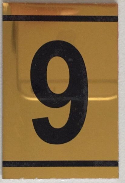 NUMBER NINE SIGN – 9 SIGN - GOLD ALUMINUM (2.25X1. 5) | DOB SIGNS NYC ...