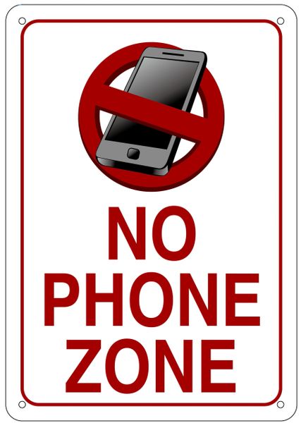 NO PHONE ZONE SIGN (WHITE BACKGROUND ALUMINUM SIGN IDEAL FOR NYC) | DOB ...