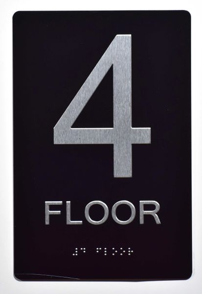 NYC HPD FLOOR NUMBER FOUR (4) SIGN (BRUSHED ALUMINUM, 5.75''X4'') | DOB ...