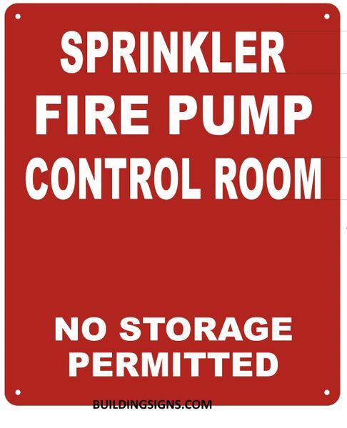 Sprinkler Fire Pump Control Room Sign Reflective Aluminum Signs 12x10