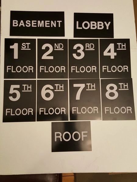 2 Floor number sign Two Engraved Plastic 