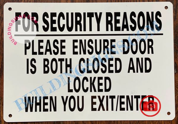 THE HPD SIGN:ALWAYS CLOSE AND LOCK THE DOOR SIGN (ALUMINUM SIGNS