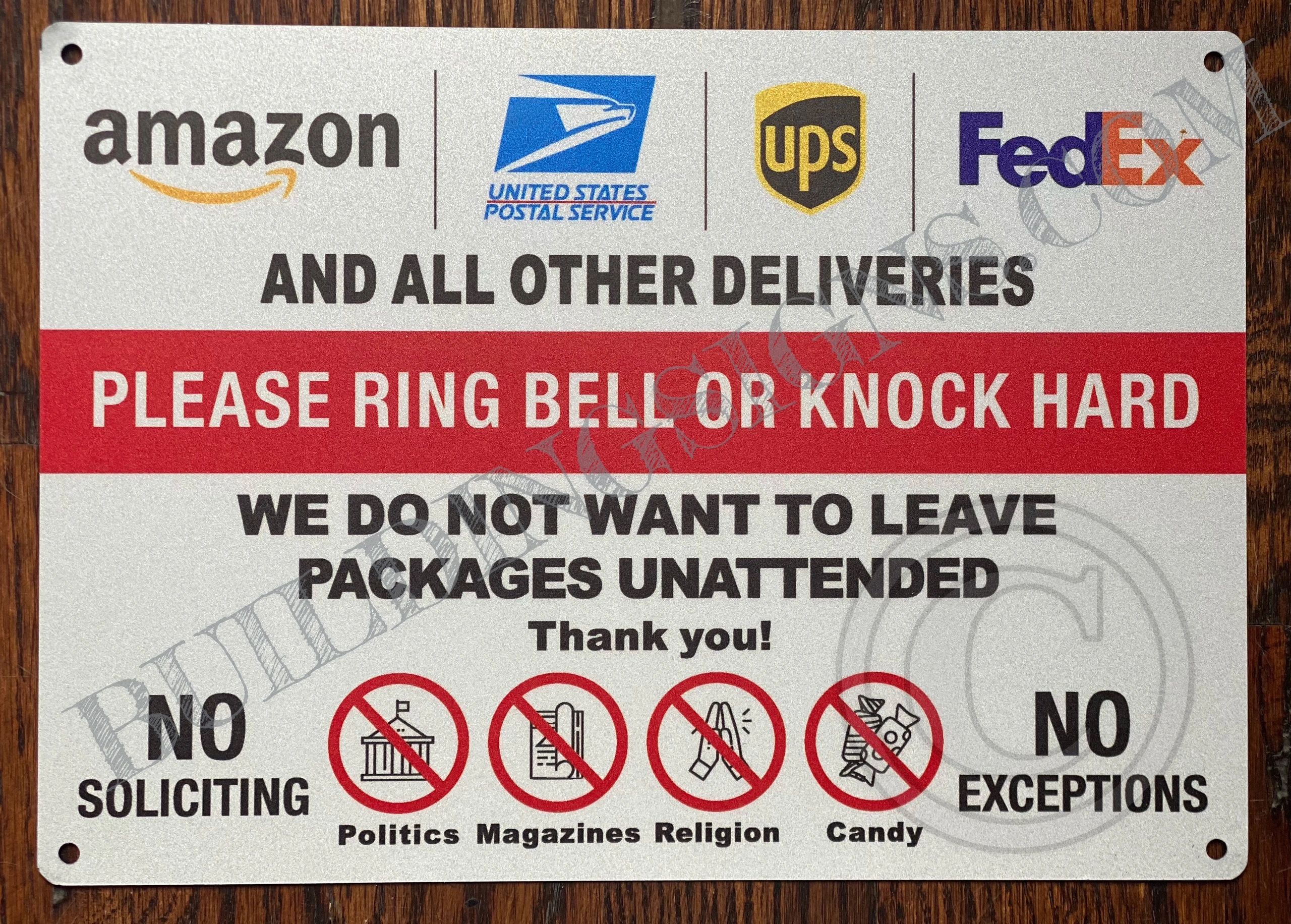 Leave All Deliveries Here Please Ring Bell Or Knock On Door Sign Aluminum Signs 7x10 Hpd 