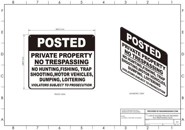 No Hunting Shooting Fishing Trapping Or Trespassing Aluminum Sign