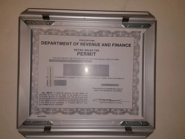 Iowa Permit frame | DOB SIGNS NYC -YOUR OFFICIAL STORE FOR NYC DOB SIGNAGE