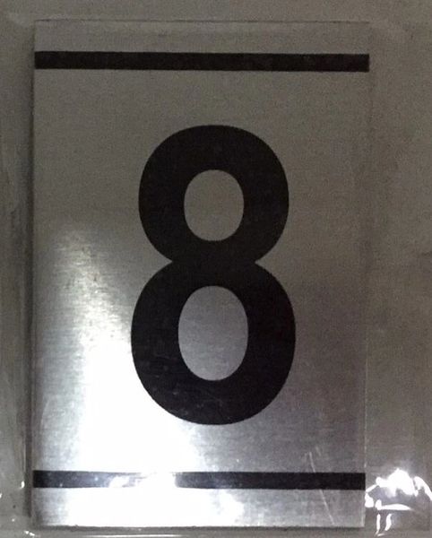 NUMBER EIGHT SIGN - 8 SIGN - BRUSHED ALUMINUM (2.25X1.5) | DOB SIGNS ...