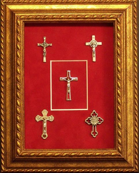 COLLAGE OF CROSSES - (Black or Gold frame)